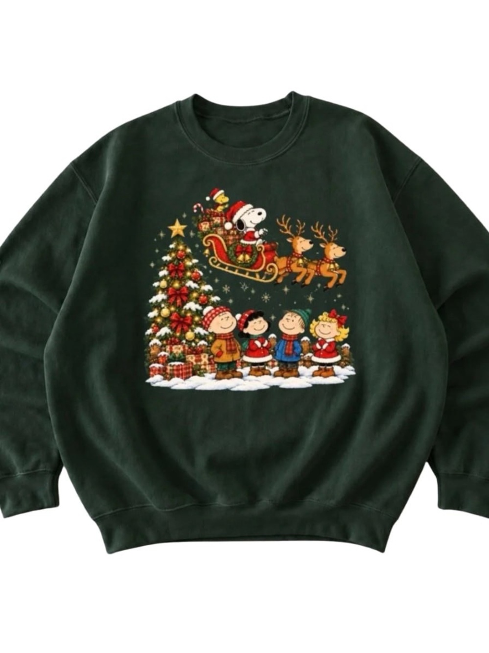 Forest Green Peanuts Holiday Crewneck Sweatshirt